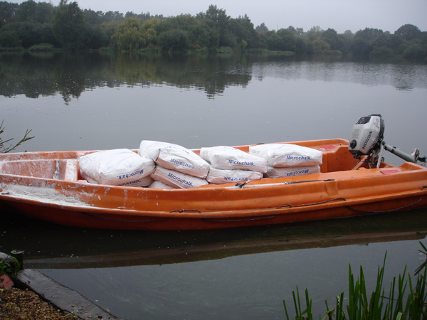 Boats are used for a fast and efficient application of our microchalk.